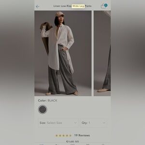 Anthropologie linen wide leg pants gray